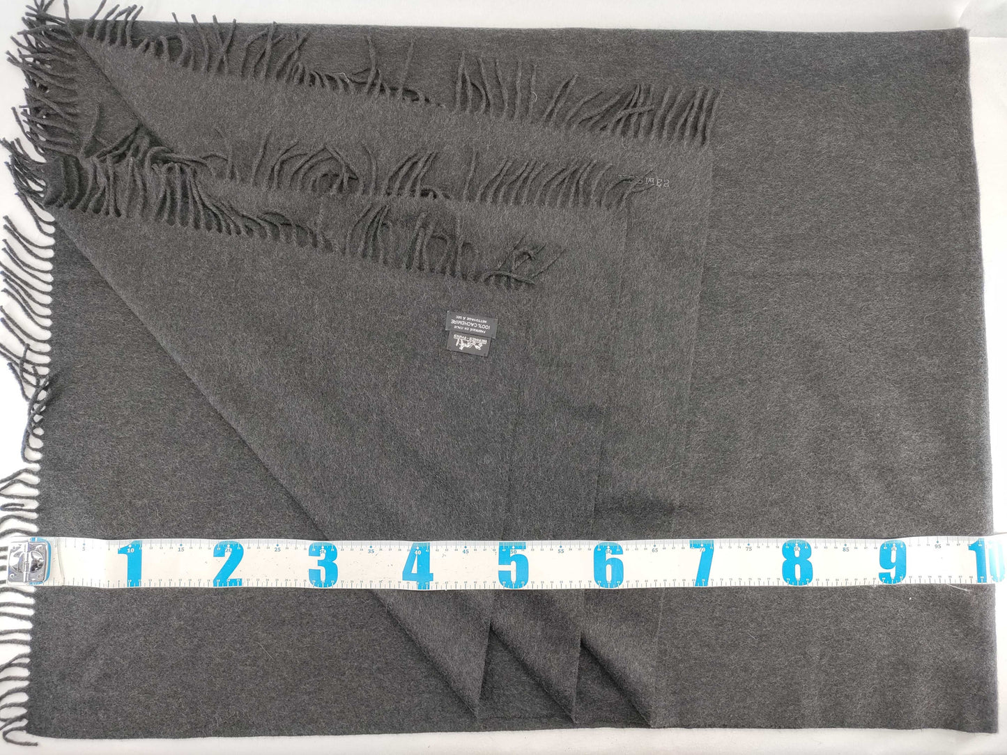 HERMES Large Scarf, 100% Cashmere, Gray