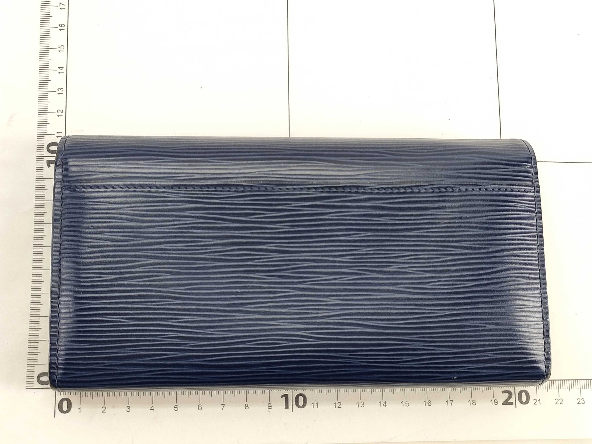 LOUIS VUITTON Epi Wallet, Louis Vuitton Epi Sarah in Indigo Blue, M60585, with Initials, Accessories: Dust Bag/Box, Wallet