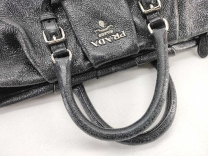 PRADA Prada Lamé 2-Way Bag Black Accessories: Shoulder Strap Handbag