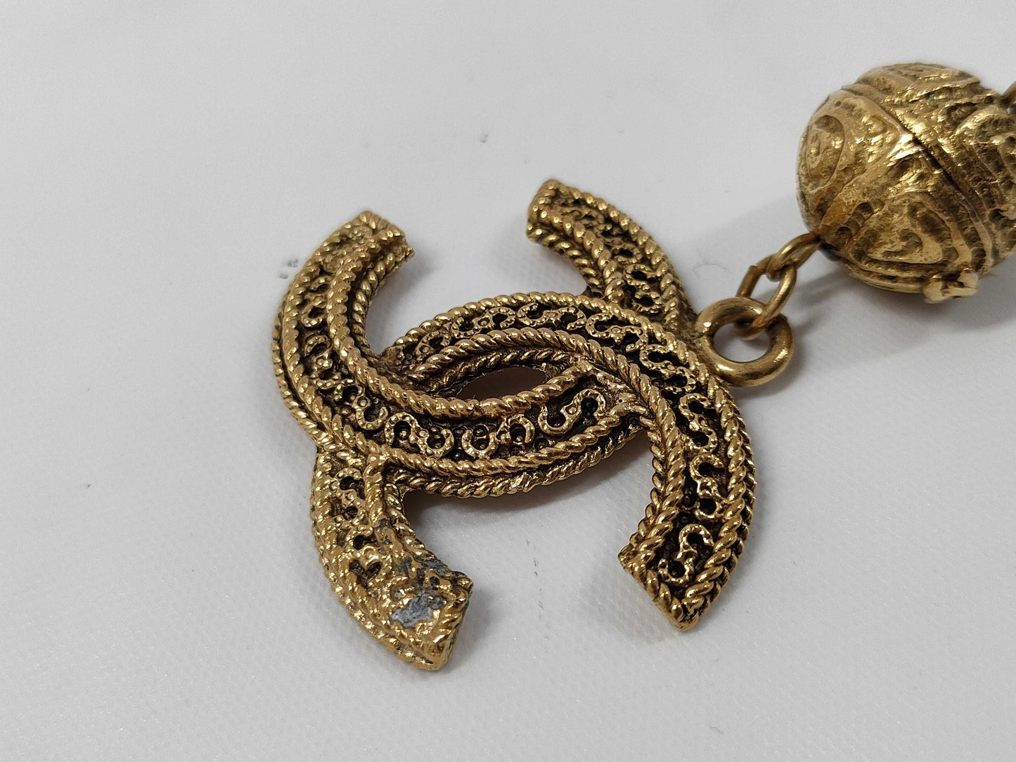 CHANEL CHANEL Coco Mark Ball Necklace 1985 Gold Necklace