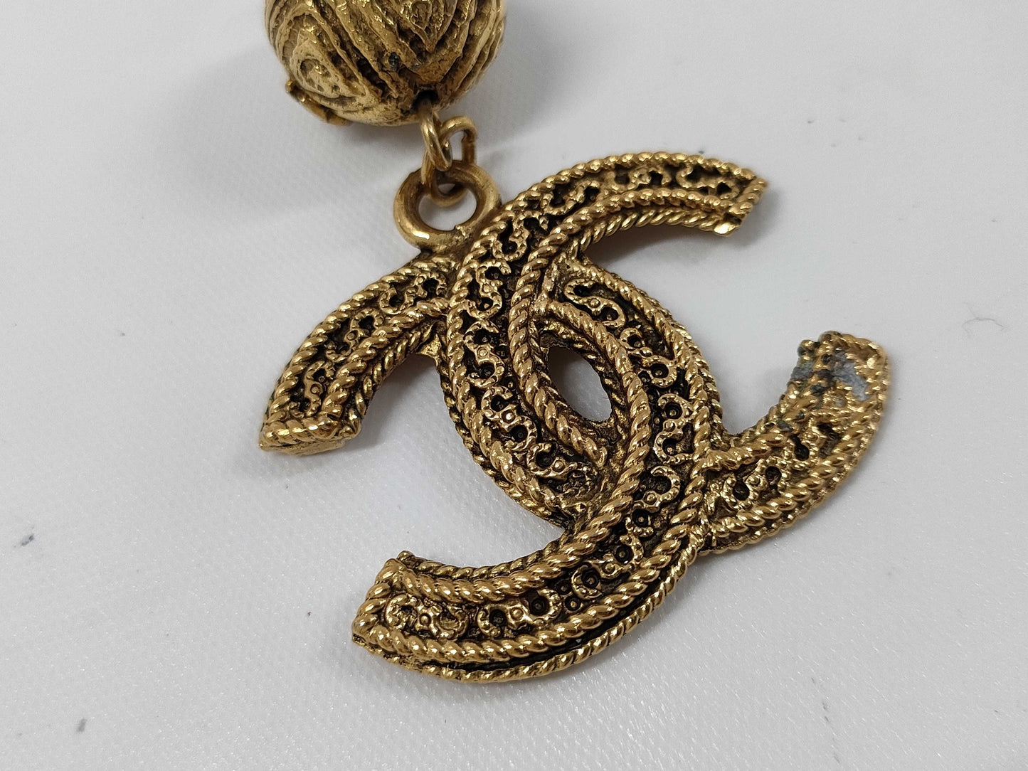 CHANEL CHANEL Coco Mark Ball Necklace 1985 Gold Necklace