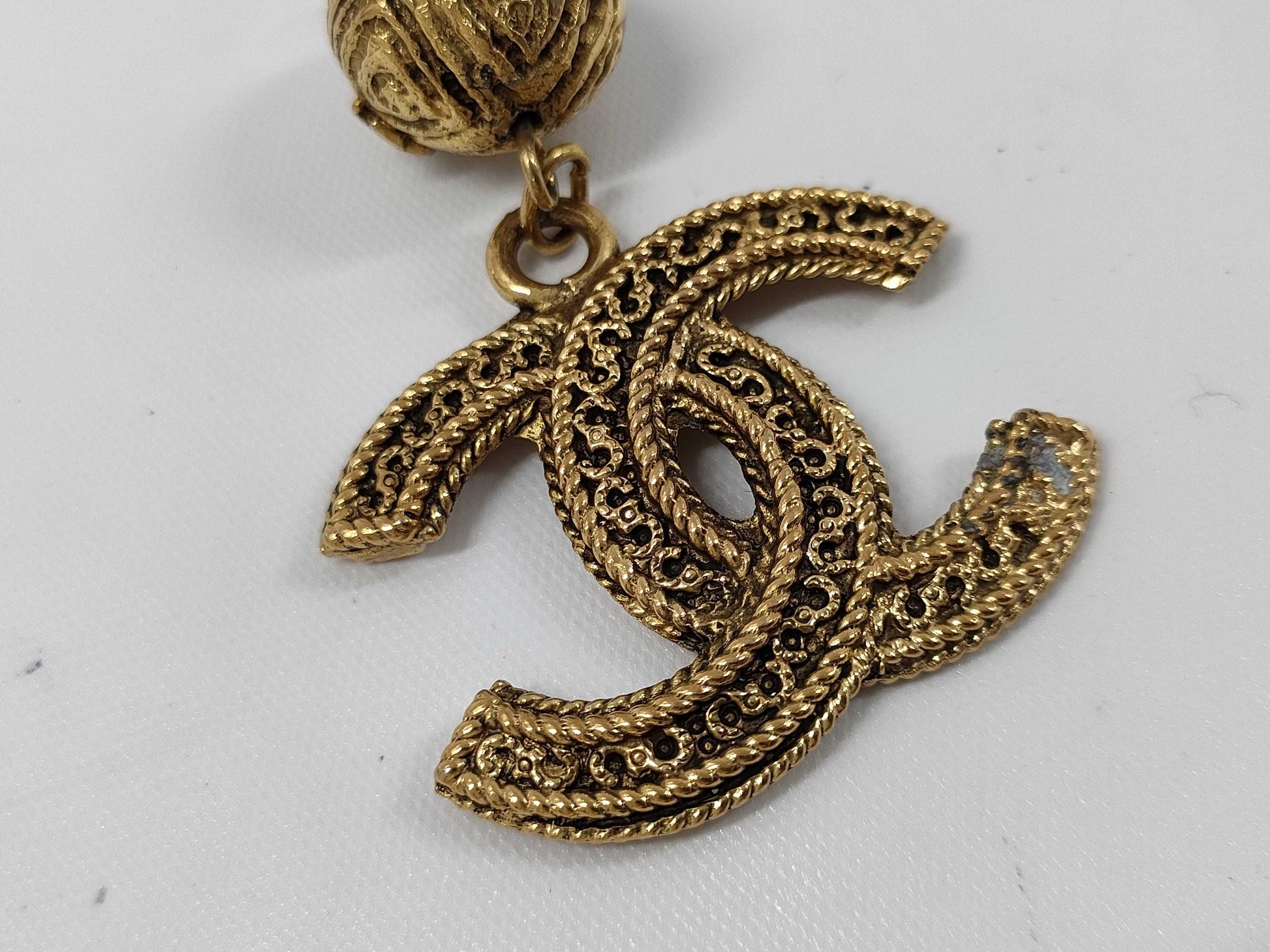 CHANEL CHANEL Coco Mark Ball Necklace 1985 Gold Necklace