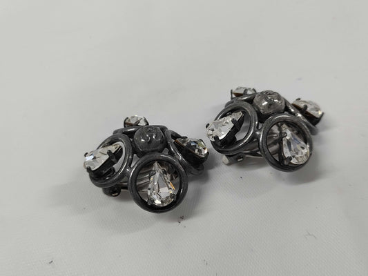 CHANEL CHANEL Earrings Drop Stone Coco Mark Gunmetal 96P Earrings