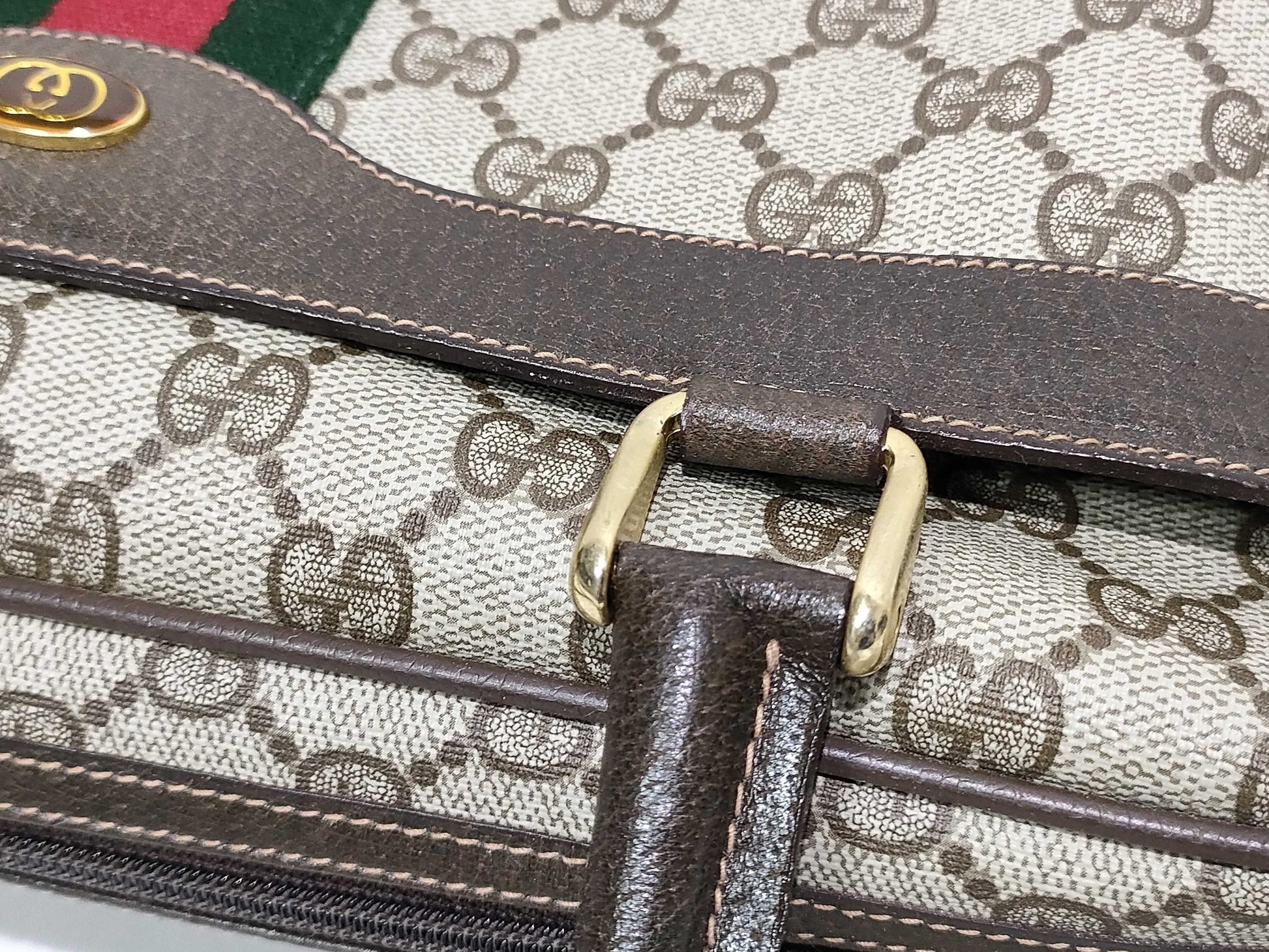 GUCCI Old Gucci GG Pattern Handbag with Shoulder Strap