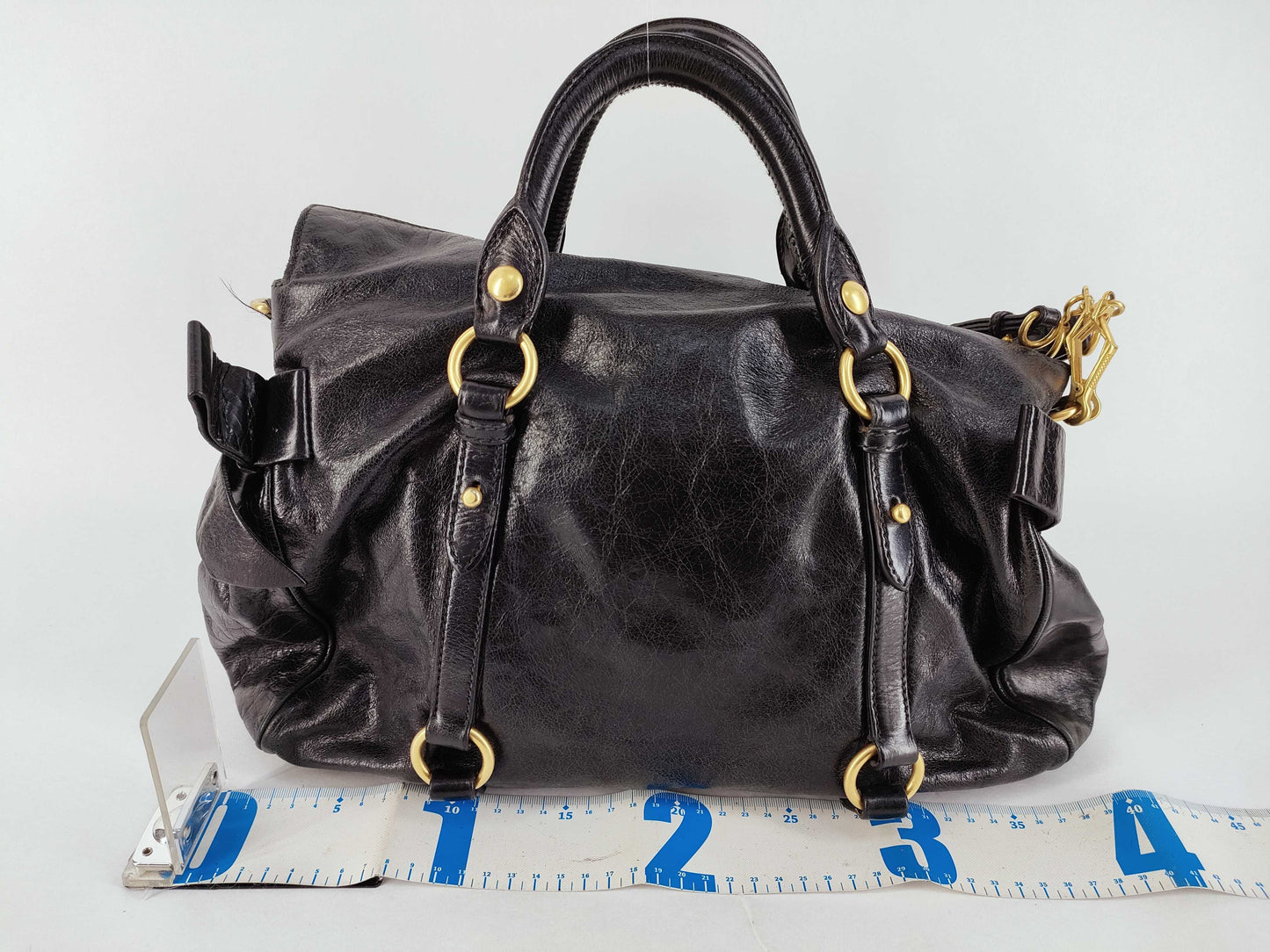 Miu Miu 2-Way Handbag with Side Ribbon Leather Handbag