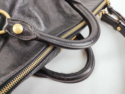 Miu Miu 2-Way Handbag with Side Ribbon Leather Handbag