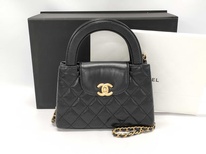 CHANEL Matelasse 2-Way Handbag with Gold Hardware, Chain Shoulder Bag, W19cm, AS4416, Serial Number Plate, Black