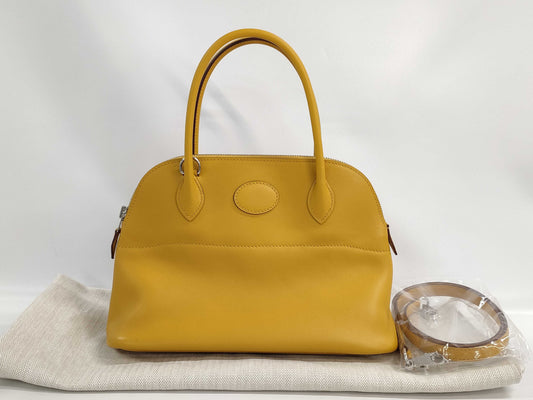 HERMES Bolide 27 Handbag, Jaune Ambre, Swift Leather, C Stamp, Handbag