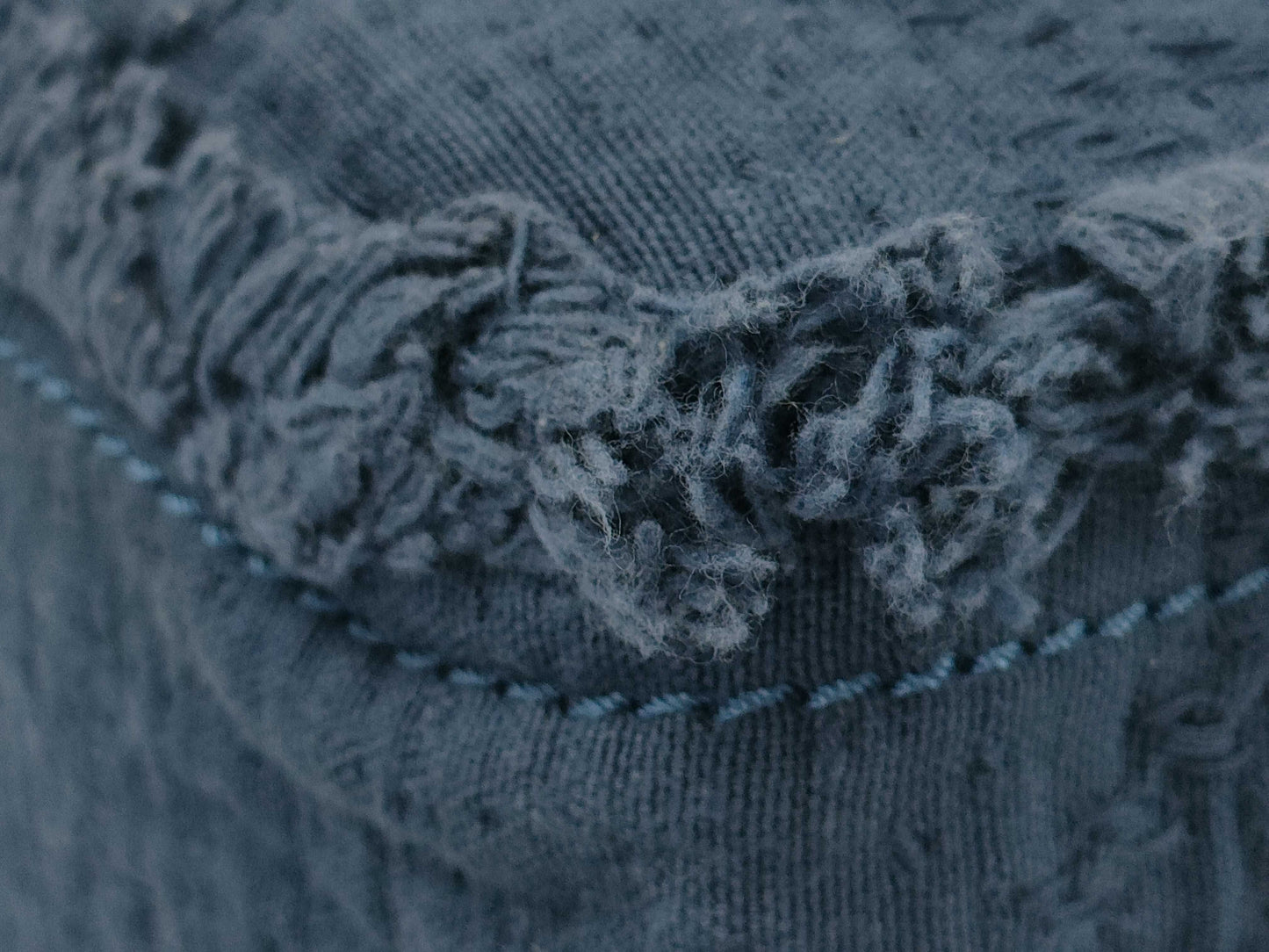 CHANEL CHANEL Tote Bag Navy Cotton x Leather Chain Shoulder/2-Way Tote Bag