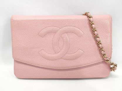 CHANEL CHANEL Chain Wallet/Gold Hardware A13509 Pink Caviar Leather Wallet