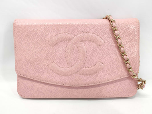 CHANEL CHANEL Chain Wallet/Gold Hardware A13509 Pink Caviar Leather Wallet