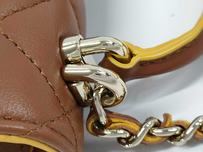 CHANEL CHANEL Shoulder Bag Chain Clutch/Matelasse AP2682 Brown x Yellow Lambskin 2-Way/Chain Shoulder Bag/Matte Gold Hardware/Mirror Shoulder Bag