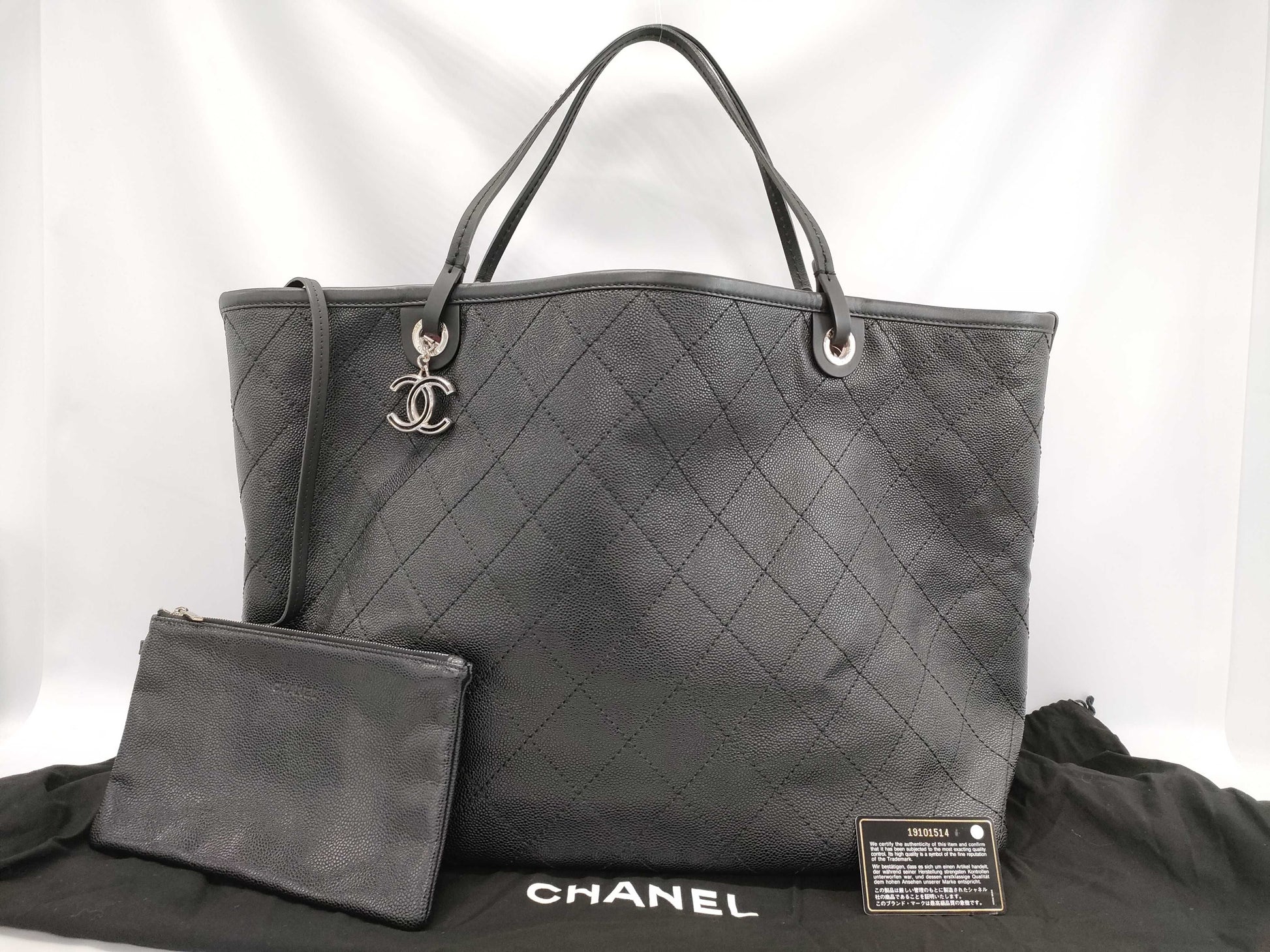 CHANEL CHANEL Tote Bag On the Road/Wild Stitch Black Caviar Skin Large Tote Bag