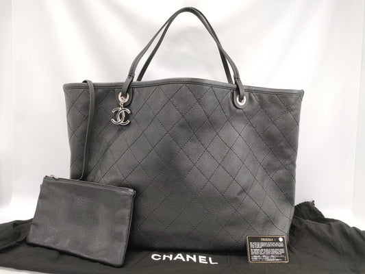 CHANEL CHANEL Tote Bag On the Road/Wild Stitch Black Caviar Skin Large Tote Bag