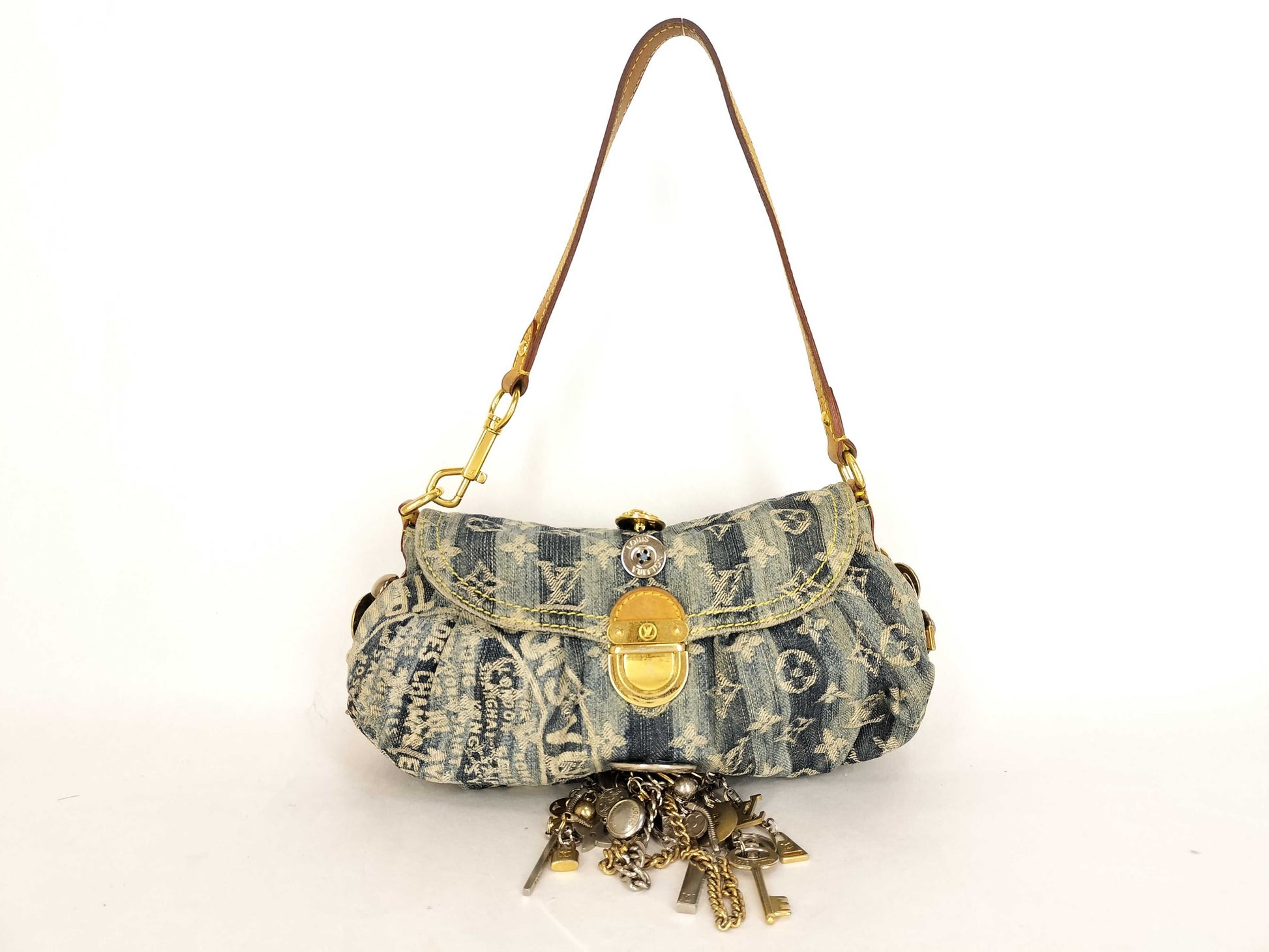 LOUIS VUITTON Monogram Denim LOUIS VUITTON JUDY BLAME Collaboration Monogram Denim Mini Pretty Raye Customized Shoulder Bag M95322 SR1026