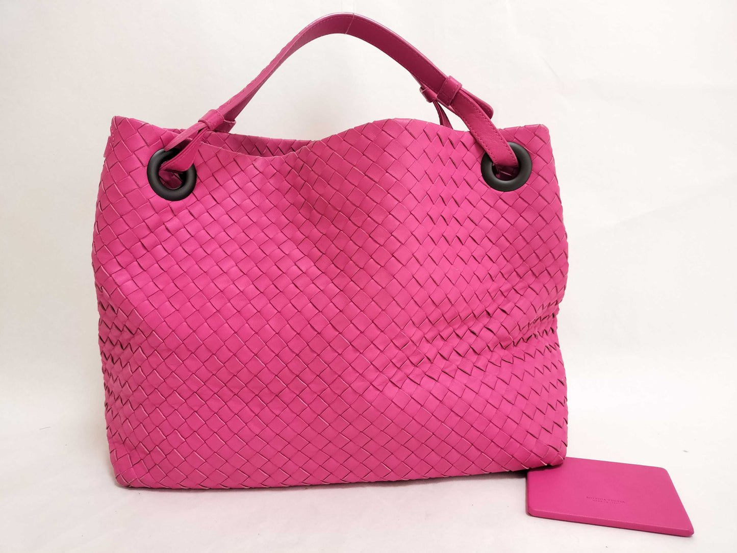 BOTTEGA VENETA Intrecciato Pink Shoulder Bag with Mirror