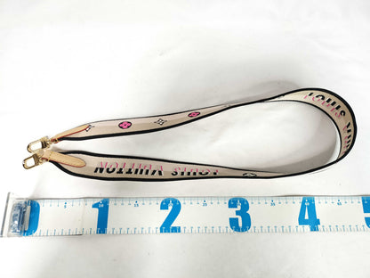 LOUIS VUITTON Signature Strap, Beige/Black/Pink, Signature Canvas with Gold Hardware