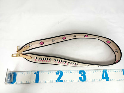LOUIS VUITTON Signature Strap, Beige/Black/Pink, Signature Canvas with Gold Hardware