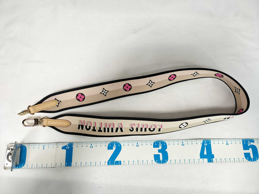 LOUIS VUITTON Signature Strap, Beige/Black/Pink, Signature Canvas with Gold Hardware