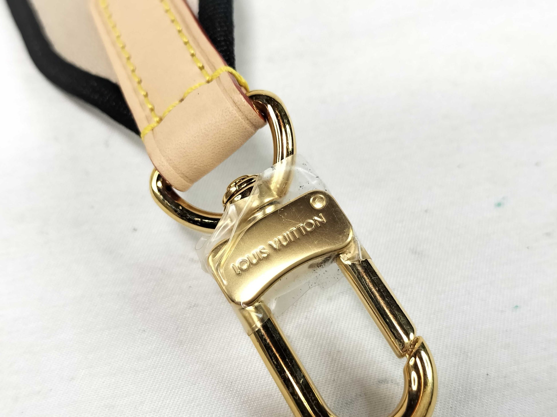 LOUIS VUITTON Signature Strap, Beige/Black/Pink, Signature Canvas with Gold Hardware