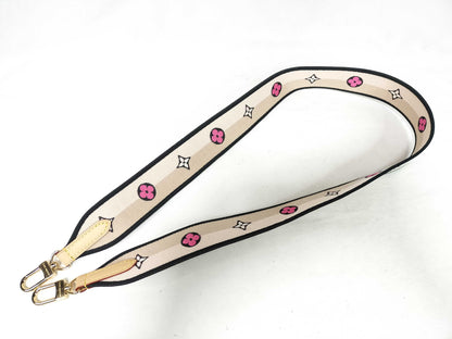 LOUIS VUITTON Signature Strap, Beige/Black/Pink, Signature Canvas with Gold Hardware