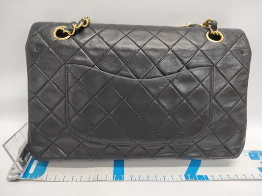 CHANEL Classic Double Flap Shoulder Bag, Size 26, Black Quilted Lambskin Leather with Gold Hardware