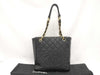 CHANEL CC Petite Shopping Tote in Black Caviar Leather with Silver Hardware