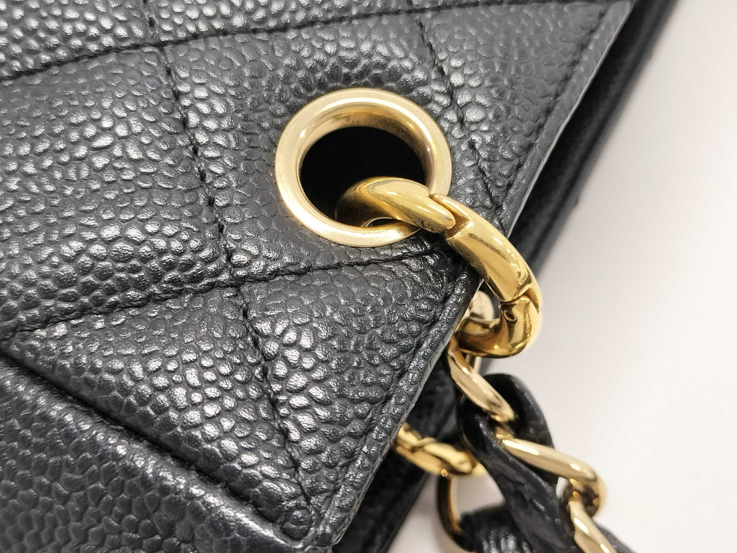 CHANEL CC Petite Shopping Tote in Black Caviar Leather with Silver Hardware