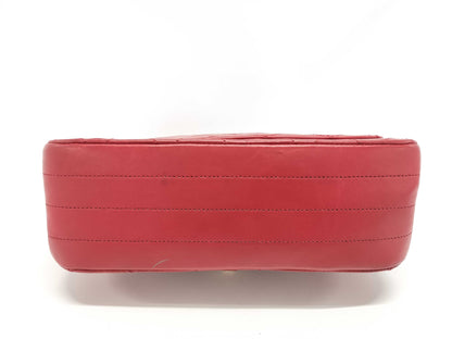 CHANEL CC Vintage Turnlock Flap Shoulder Bag in Red Lambskin with Gold Hardware