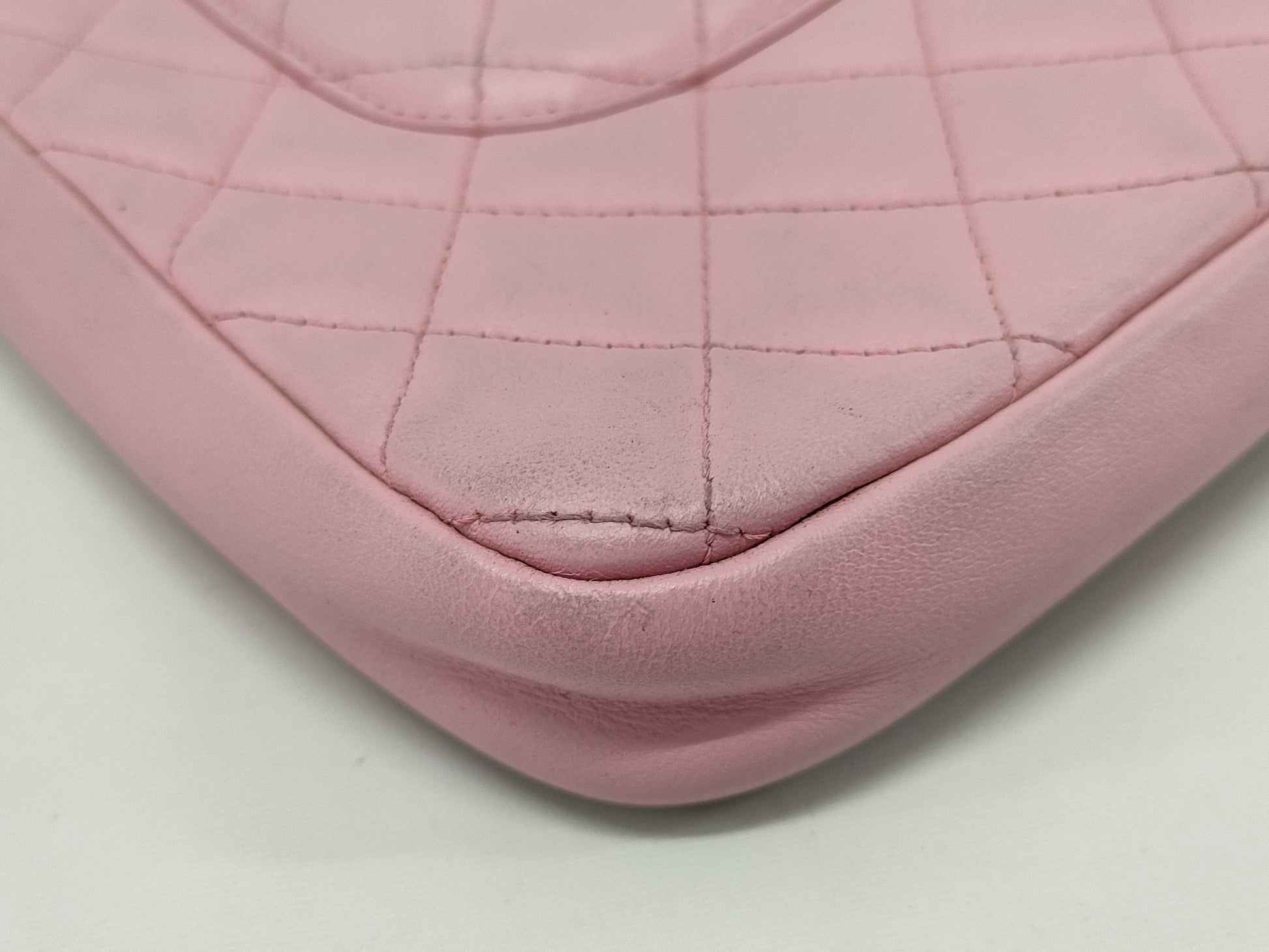 CHANEL Cambon Ligne Crossbody Shoulder Bag in Pink and Black with Quilted Design and Silver Hardware