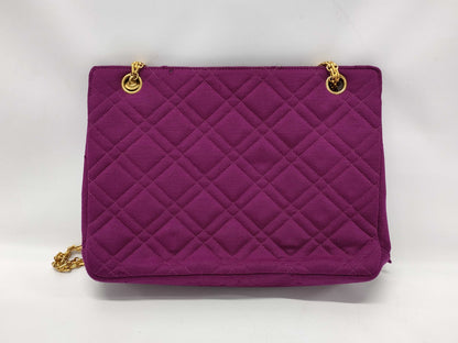 CHANEL Double Quilted Square Tote, Purple, Quilted Jersey Canvas, Gold Hardware, Shoulder Bag
