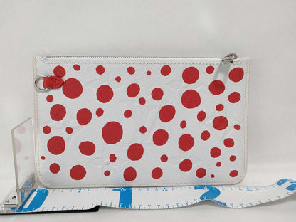 LOUIS VUITTON Monogram Empreinte Louis Vuitton Yayoi Kusama Infinity Dot Neverfull Pouch White/Red Monogram Empreinte Infinity Dot Silver Hardware Pouch