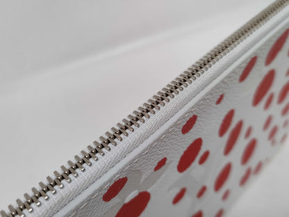 LOUIS VUITTON Monogram Empreinte Louis Vuitton Yayoi Kusama Infinity Dot Neverfull Pouch White/Red Monogram Empreinte Infinity Dot Silver Hardware Pouch