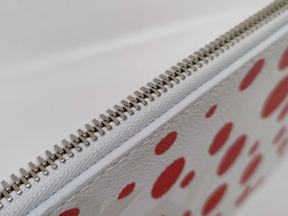 LOUIS VUITTON Monogram Empreinte Louis Vuitton Yayoi Kusama Infinity Dot Neverfull Pouch White/Red Monogram Empreinte Infinity Dot Silver Hardware Pouch