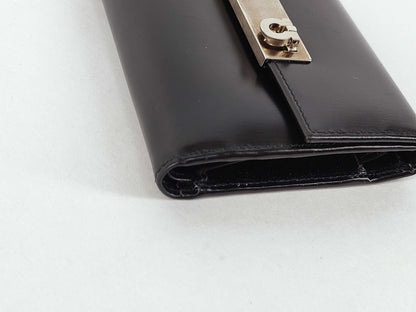 Salvatore Ferragamo Gancini Tri-fold Wallet AQ-220129 Black Leather Wallet
