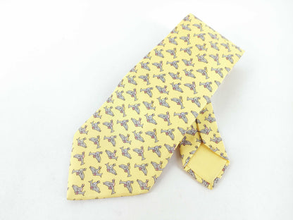 HERMES Yellow Dolphin Print Tie Other Accessories