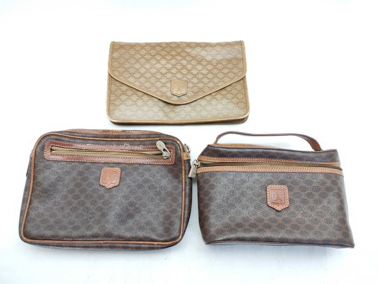 CELINE Macadam Vanity Clutch Bag 3-Piece Set