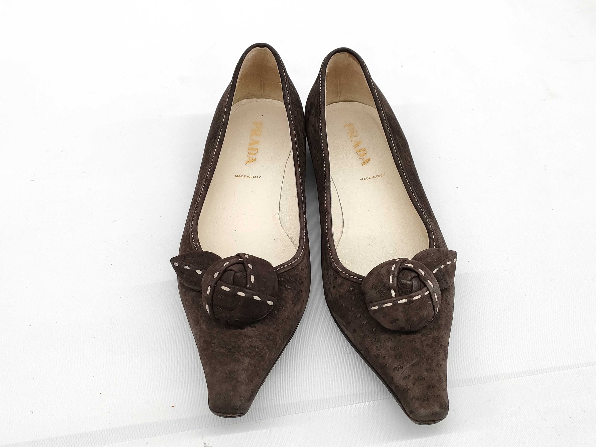 PRADA Prada Suede Flower Flat Shoes Size 35.5 Pumps
