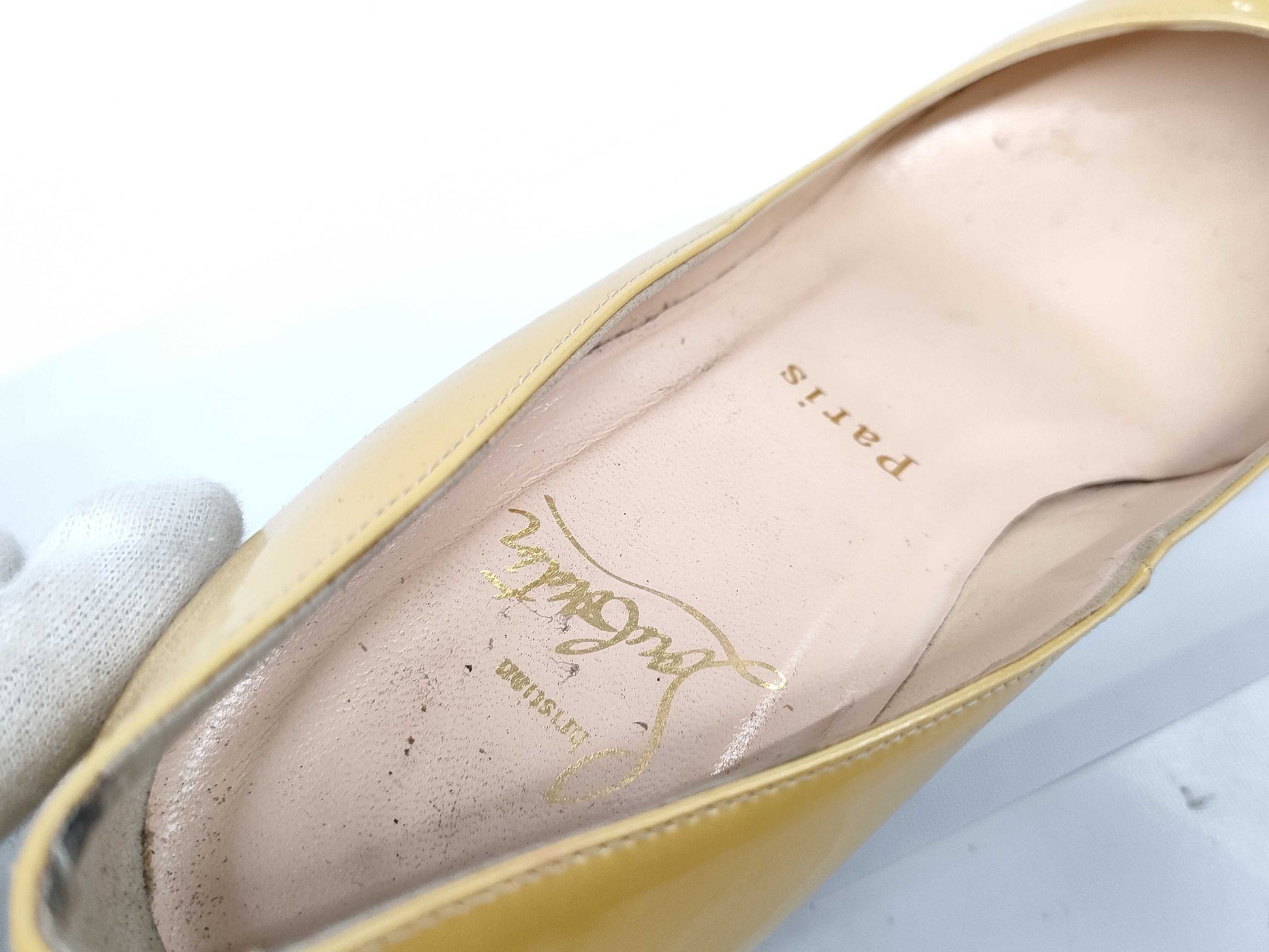 Christian Louboutin Patent Pumps, Yellow, Size 35.5