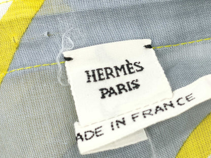 HERMES Poncho, White/Yellow Cotton, Size TU