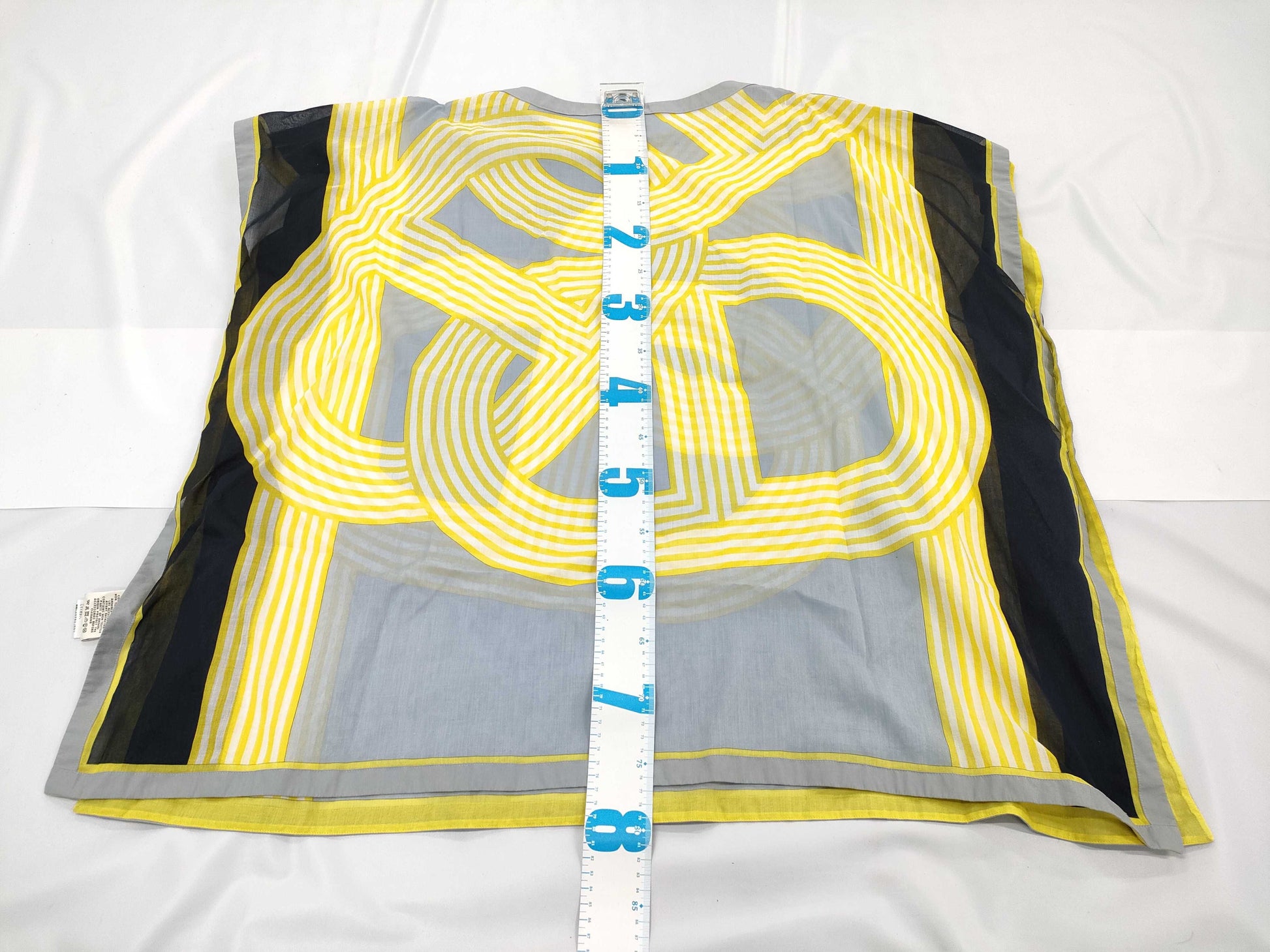 HERMES Poncho, White/Yellow Cotton, Size TU
