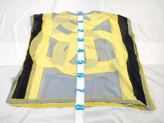 HERMES Poncho, White/Yellow Cotton, Size TU