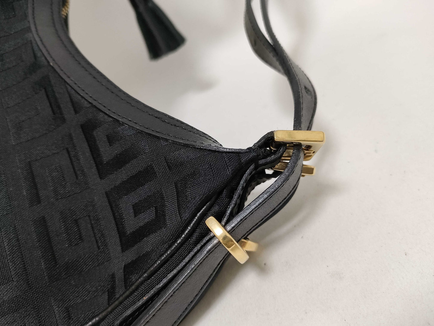 GIVENCHY Givenchy 4G logo all-over print shoulder bag hobo tassel black shoulder bag