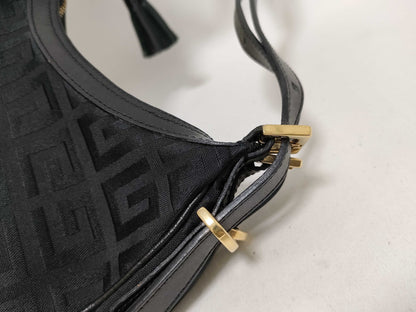 GIVENCHY Givenchy 4G logo all-over print shoulder bag hobo tassel black shoulder bag