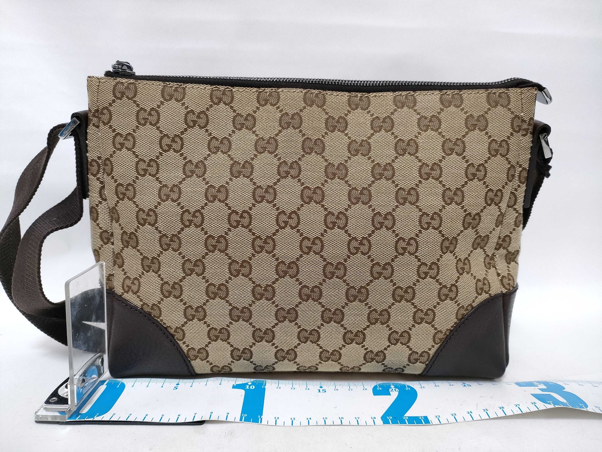 GUCCI GG Canvas Shoulder Bag, Canvas and Leather, Beige and Brown, 114273, Shoulder Bag