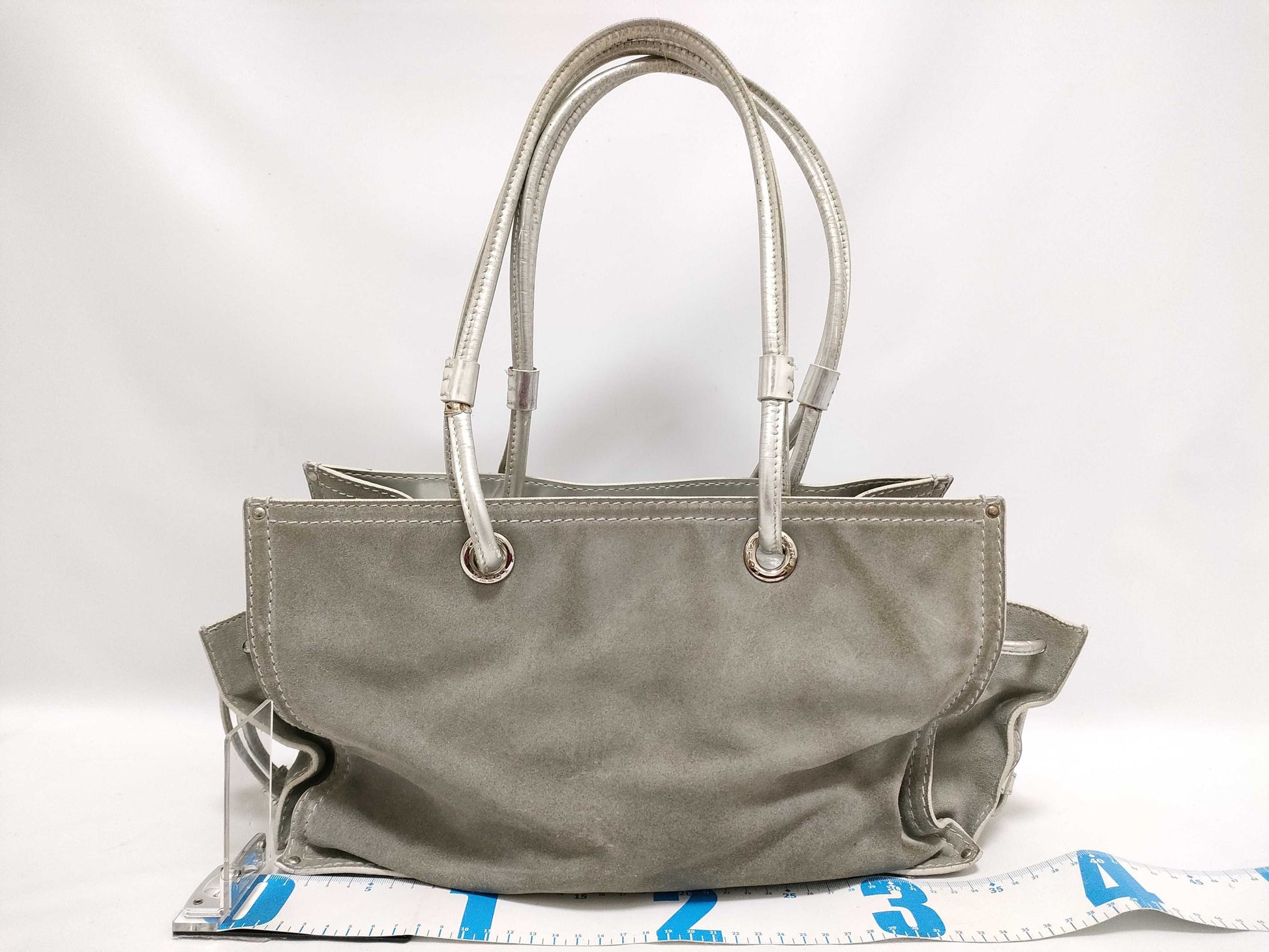 LOEWE LOEWE Suede Tote Bag Gray Silver Tote Bag