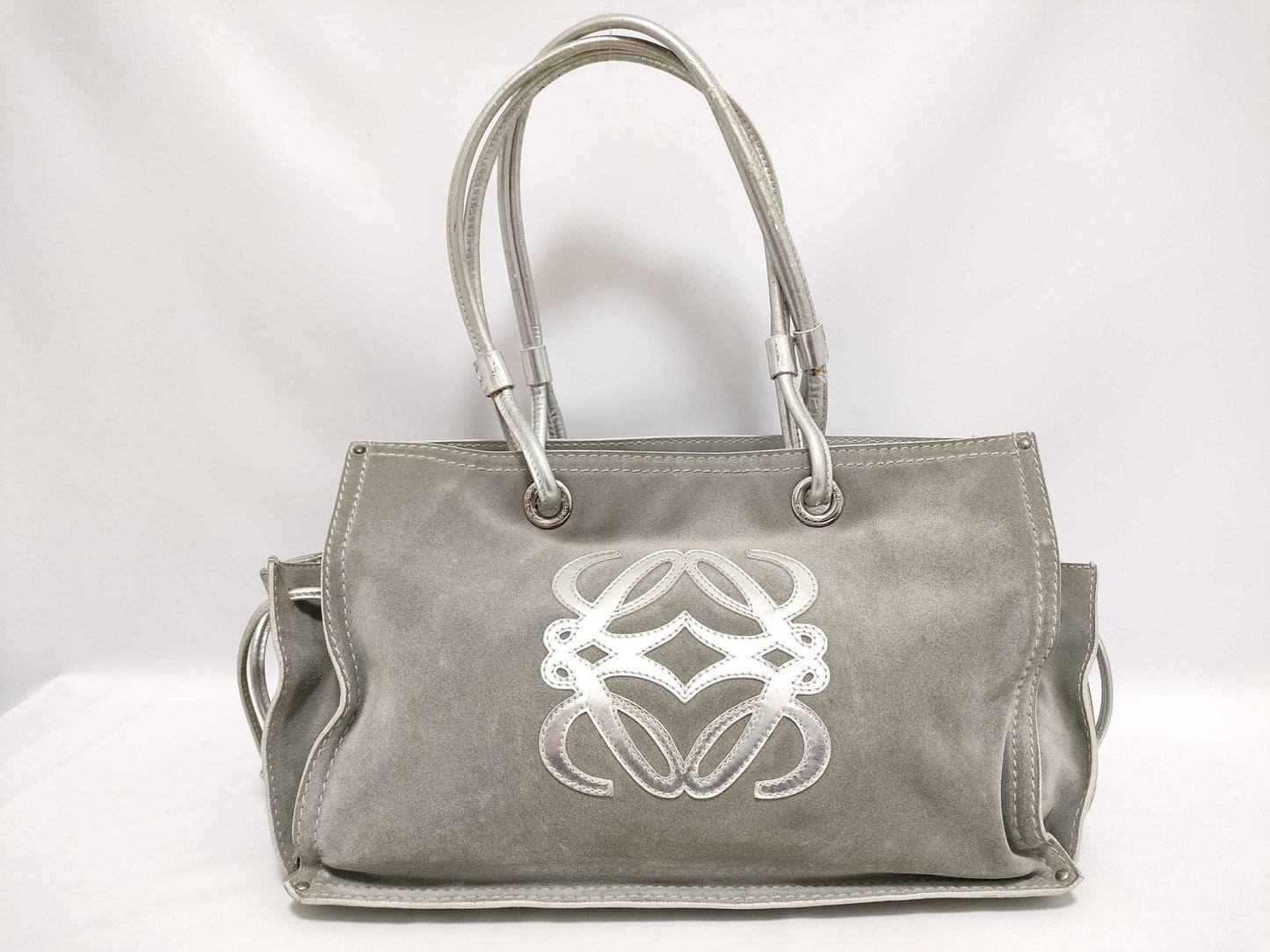 LOEWE LOEWE Suede Tote Bag Gray Silver Tote Bag