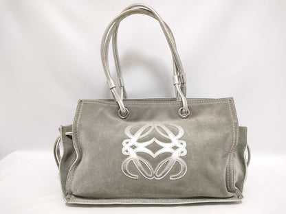 LOEWE LOEWE Suede Tote Bag Gray Silver Tote Bag
