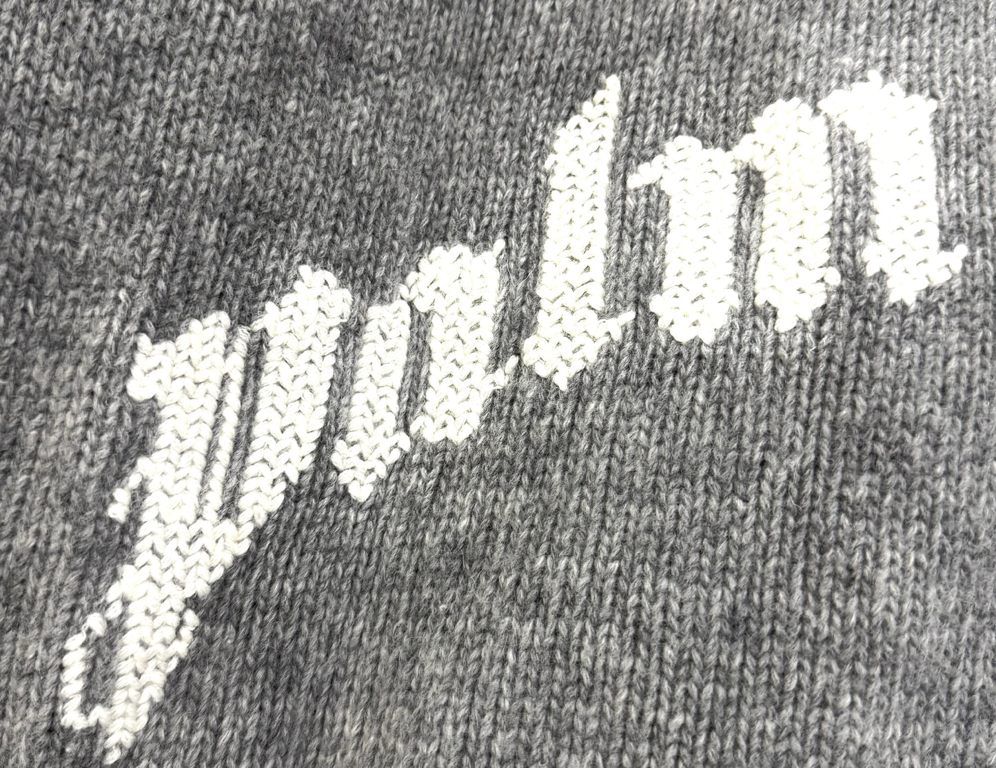 Palm Angels Back Logo Wool Blend Knit Gray Top