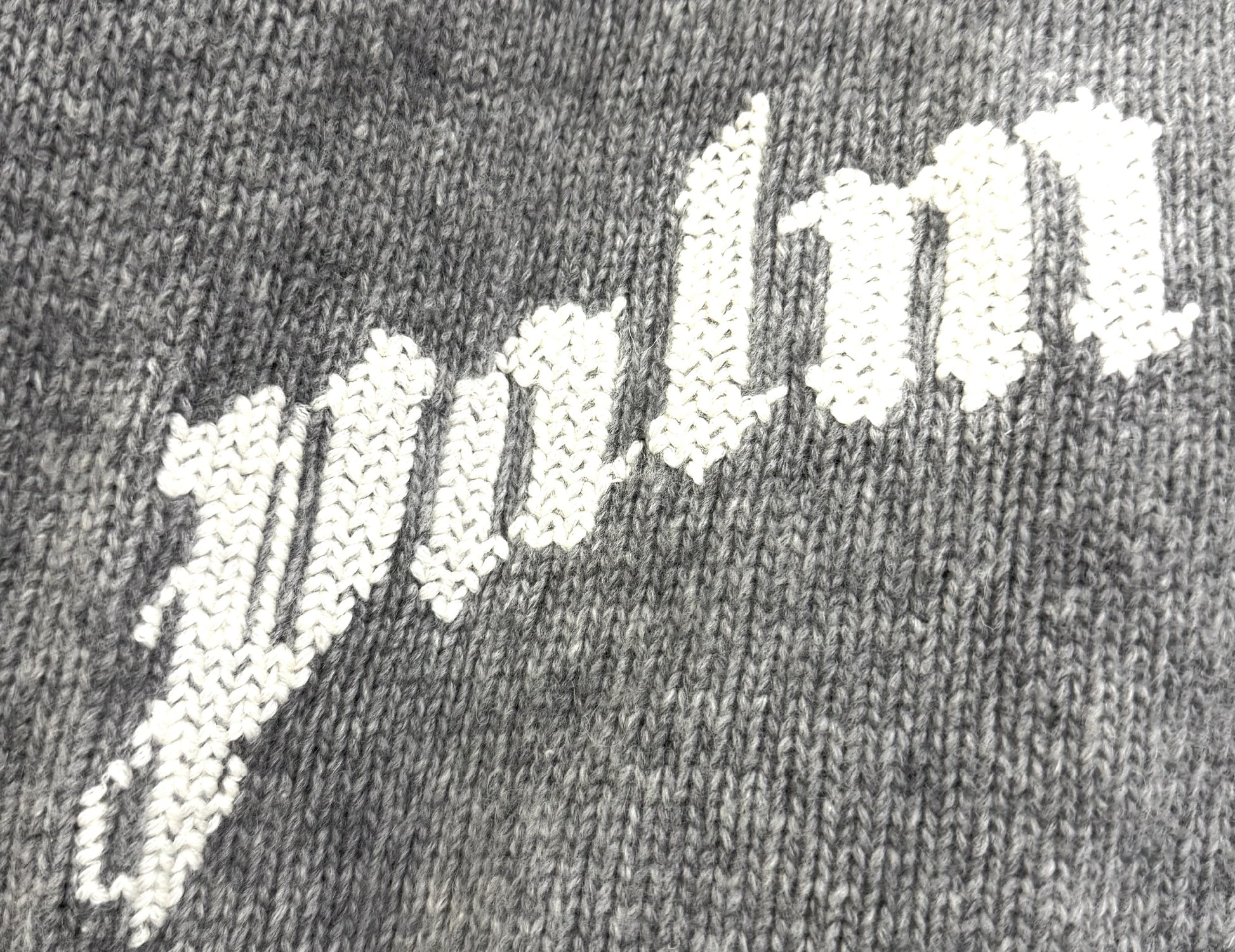 Palm Angels Back Logo Wool Blend Knit Gray Top